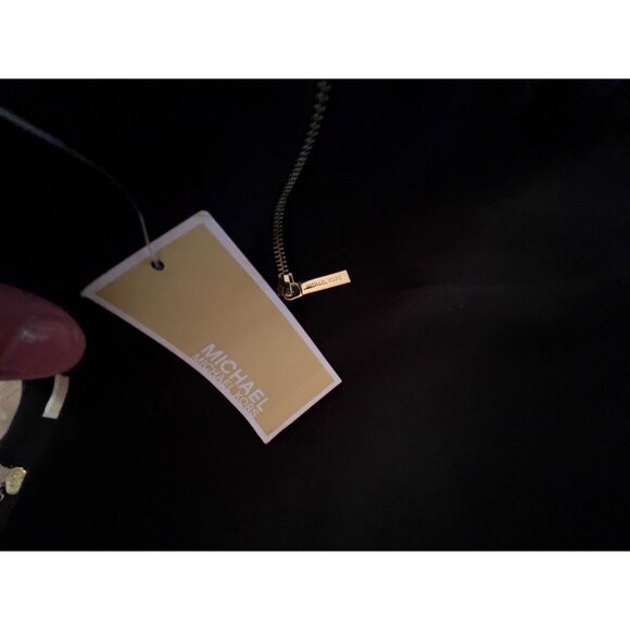 NWT Michael Kors Women’s Black Knit Knee Length Gold Zip Pencil Skirt Size 12 - Picture 15 of 16